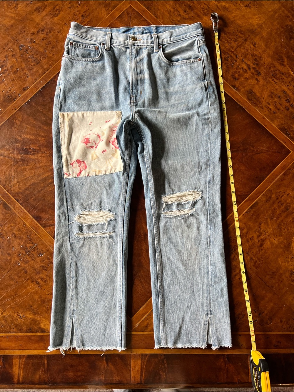 B Sides Straight Leg Jeans with Vintage Floral Patchwork